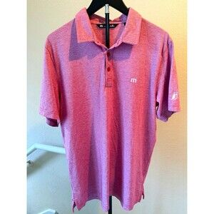 TravisMathew Golf Polo Mens L Red Heather Performance Short Sleeve Shirt